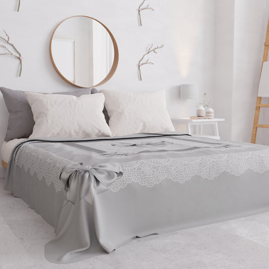 Copriletto Estivo, Coperta Leggera, Lenzuola Copriletto, Fiocco Grigio