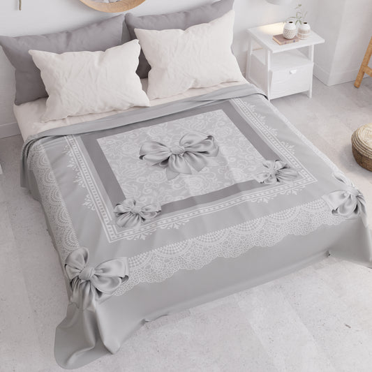Copriletto Estivo, Coperta Leggera, Lenzuola Copriletto, Fiocco Grigio