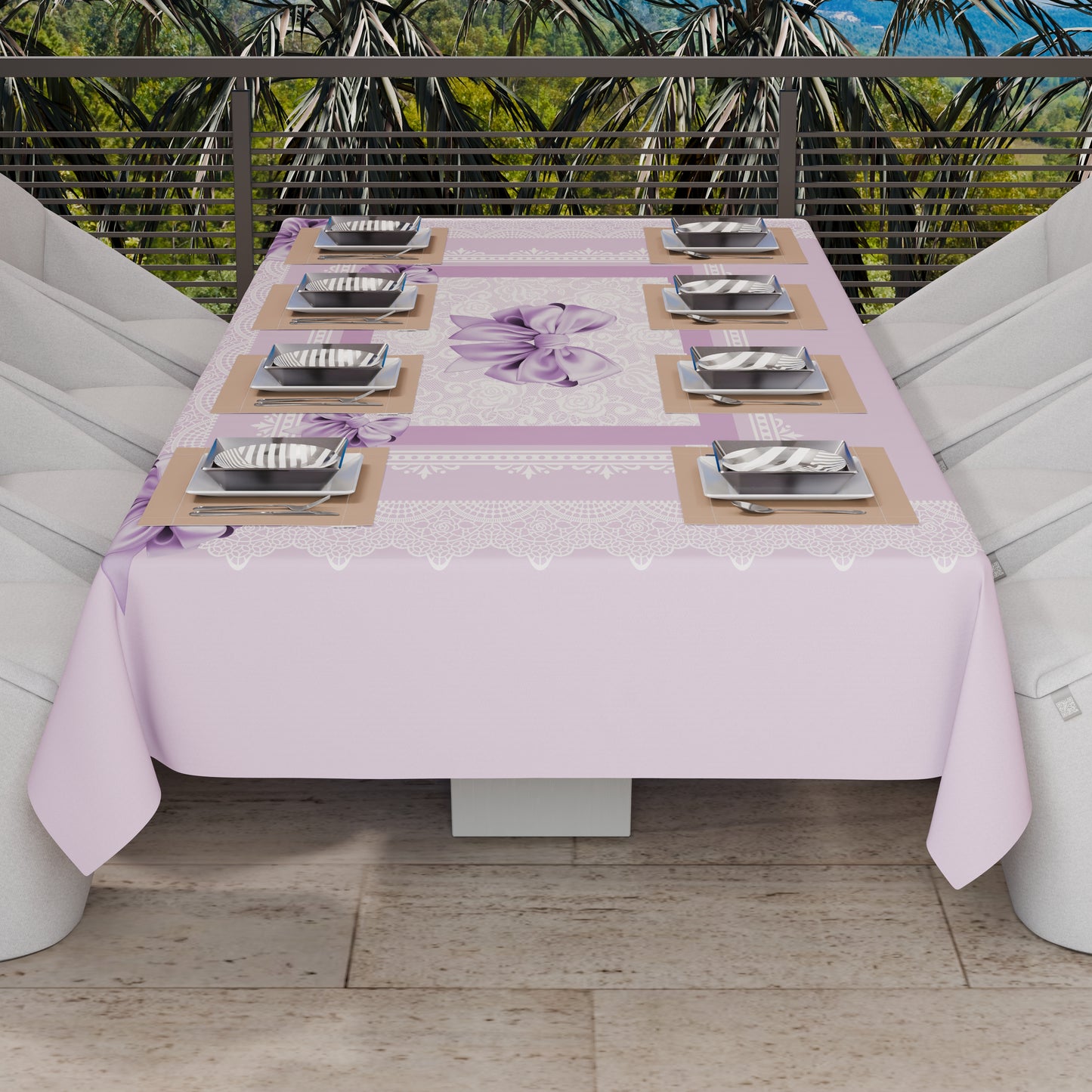 Plaid Décoratif Housse de Canapé, Couvre-lit, Protège-table et Tout-en-un en Microfibre | Motif Noeud Lilas
