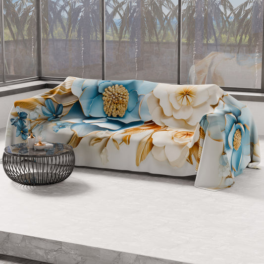 Telo Arredo Copridivano, Copriletto, Copritavolo e Copritutto in Microfibra | Fantasia Flower Ceramic 03