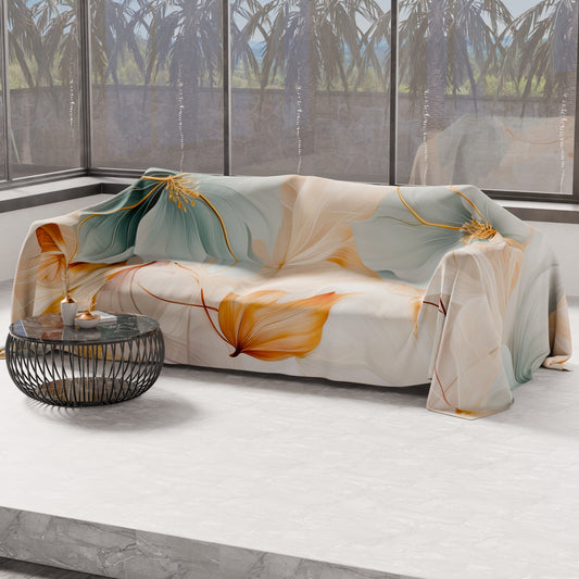 Telo Arredo Copridivano, Copriletto, Copritavolo e Copritutto in Microfibra | Fantasia Marble Flower