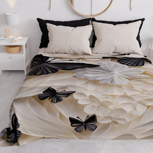 Copriletto Estivo, Coperta Leggera, Lenzuola Copriletto Mariposa 05 Nero