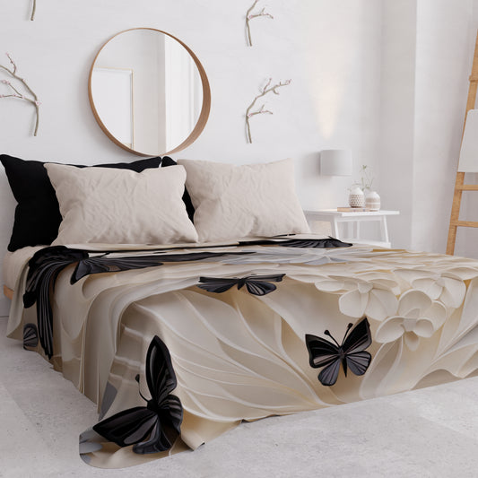 Copriletto Estivo, Coperta Leggera, Lenzuola Copriletto Mariposa 05 Nero