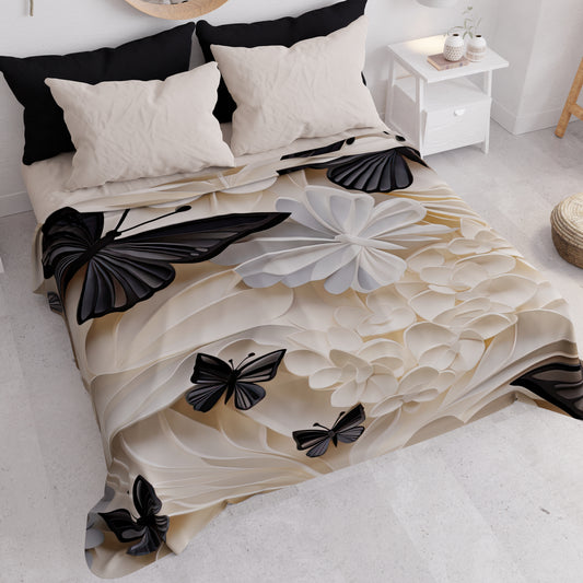 Copriletto Estivo, Coperta Leggera, Lenzuola Copriletto Mariposa 05 Nero