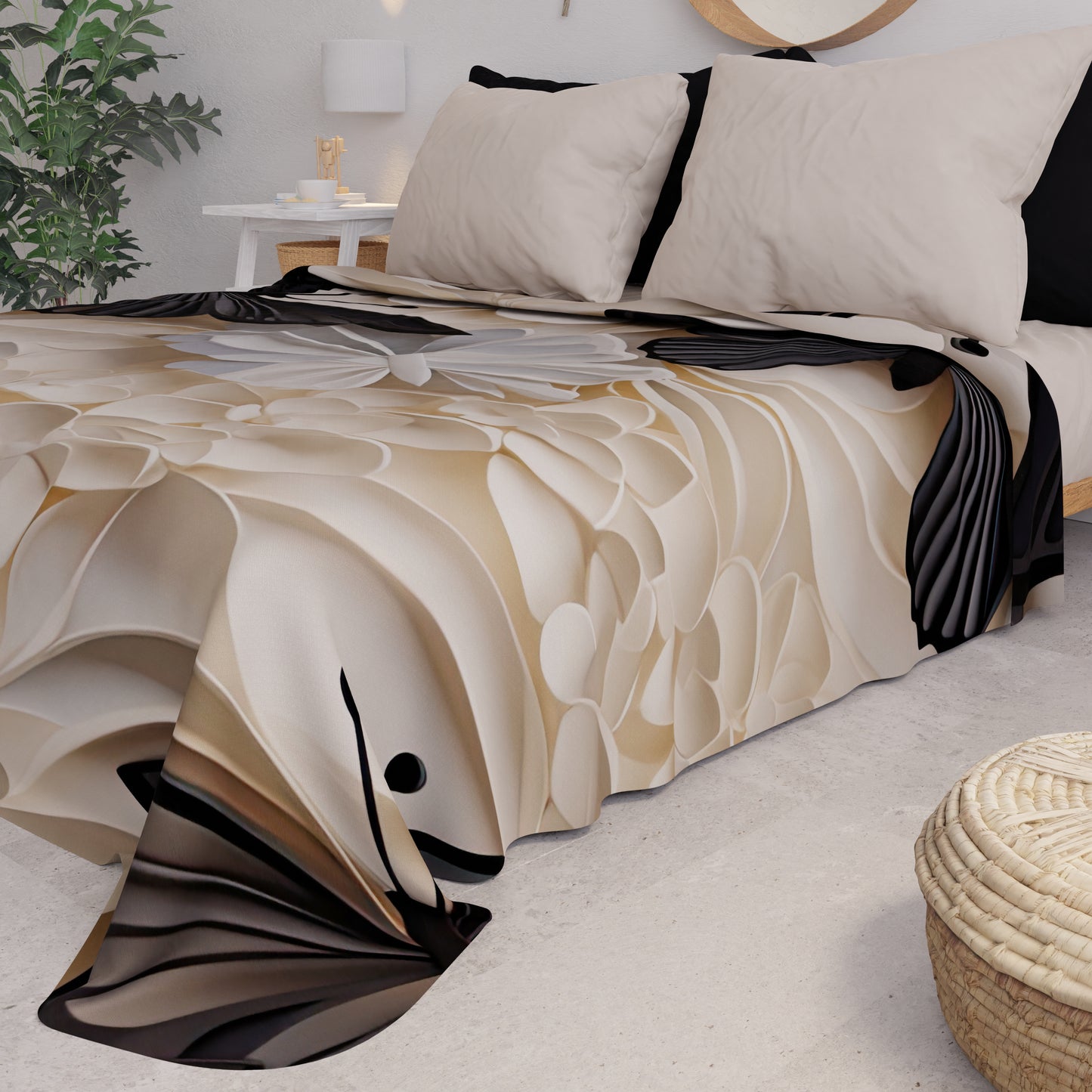 Copriletto Estivo, Coperta Leggera, Lenzuola Copriletto Mariposa 05 Nero