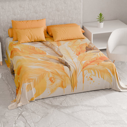 Telo Arredo Copridivano, Copriletto, Copritavolo e Copritutto in Microfibra | Fantasia Palmwater Giallo