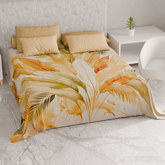 Telo Arredo Copridivano, Copriletto, Copritavolo e Copritutto in Microfibra | Fantasia Palmwater Oliva