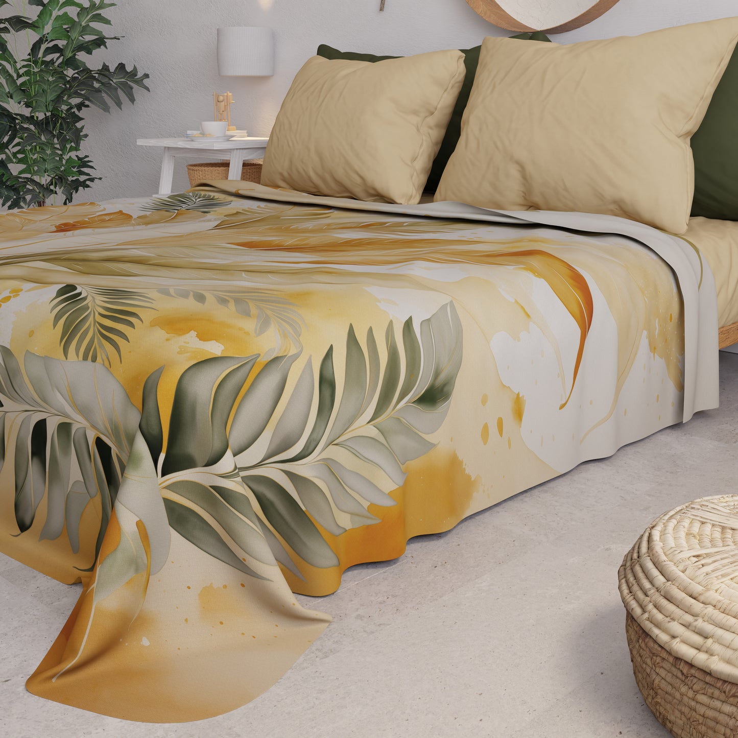 Boutis d'été, Couverture légère, Draps boutis Palmwater Olive