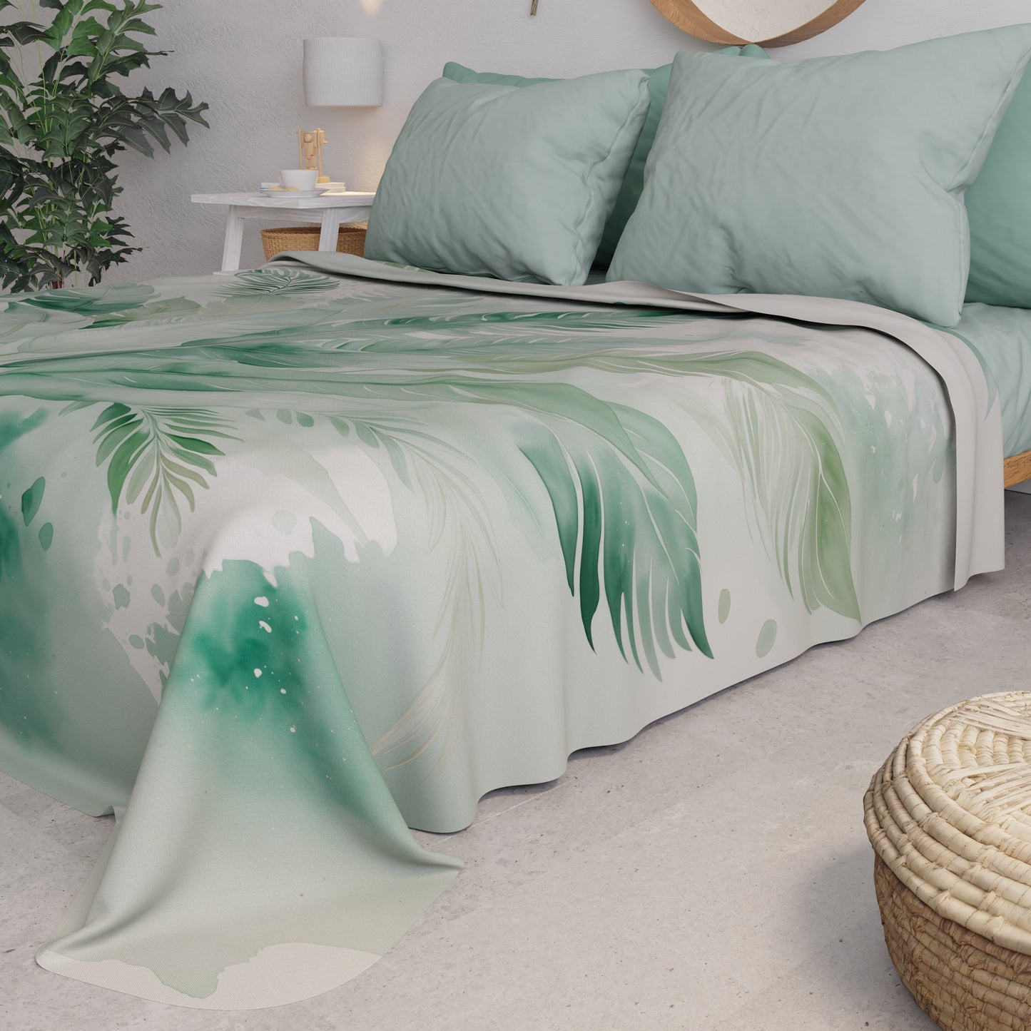 Copriletto Estivo, Coperta Leggera, Lenzuola Copriletto Palmwater Salvia
