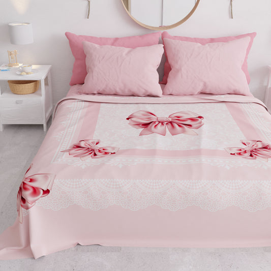 Copriletto Estivo, Coperta Leggera, Lenzuola Copriletto, Fiocco Rosa