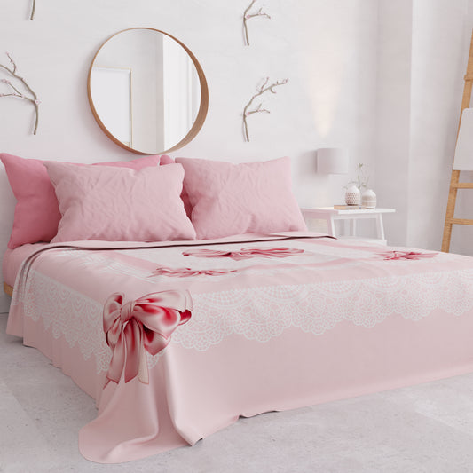 Copriletto Estivo, Coperta Leggera, Lenzuola Copriletto, Fiocco Rosa