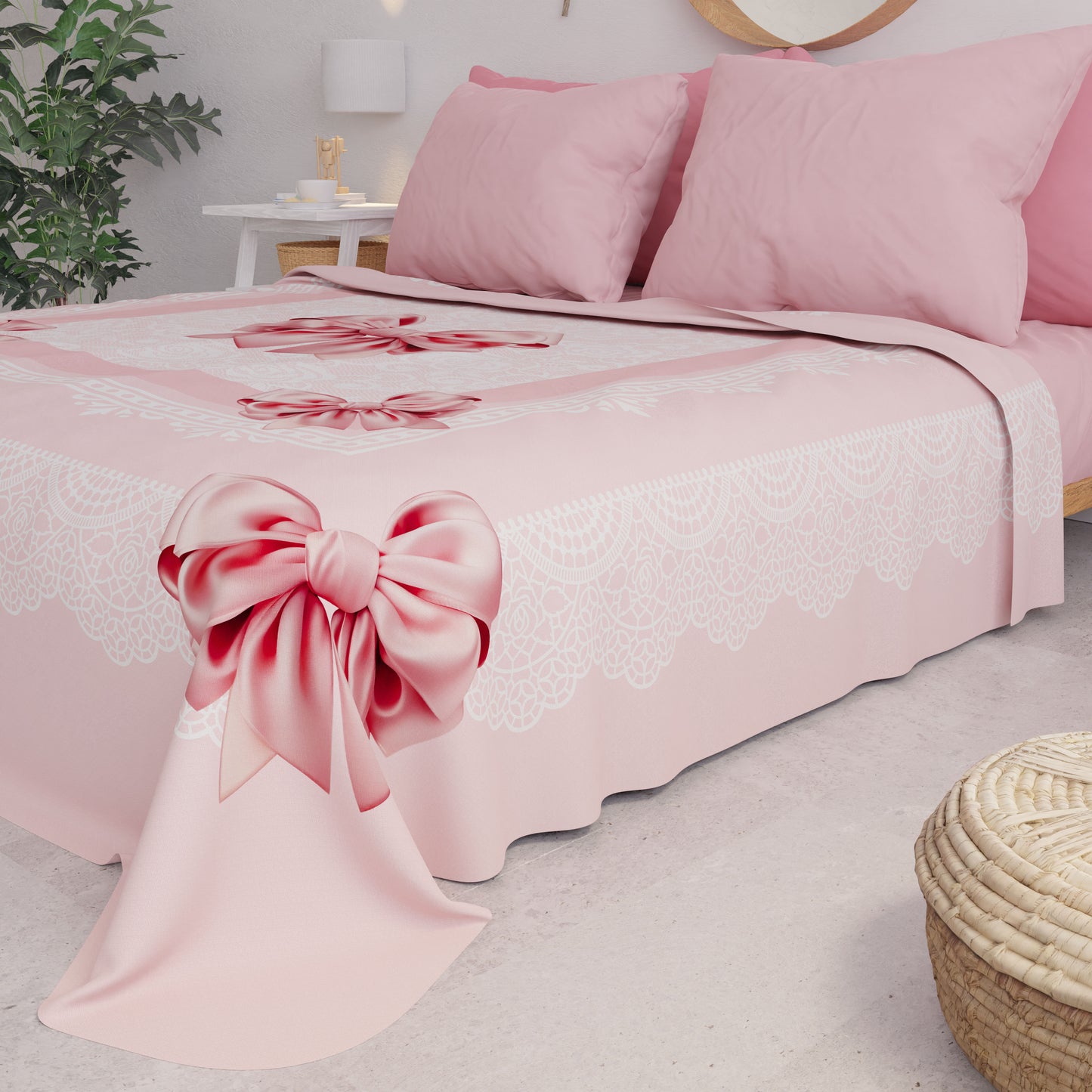 Copriletto Estivo, Coperta Leggera, Lenzuola Copriletto, Fiocco Rosa