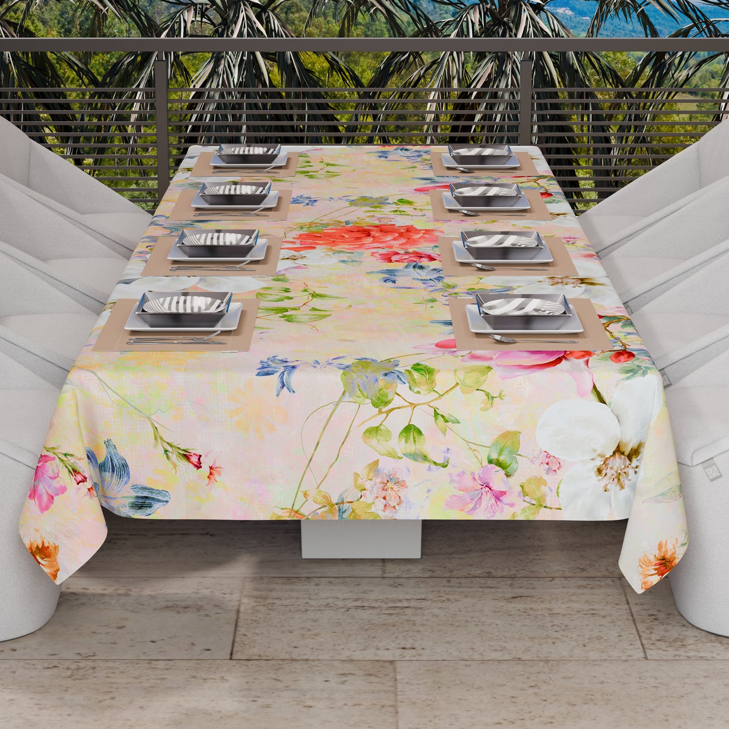 Drap housse pour canapé, couvre-lit, nappe et tout usage en microfibre | Motif Printemps Coloré