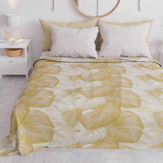 Copriletto Estivo, Coperta Leggera, Lenzuola Copriletto, Tropical Tortora e Oro