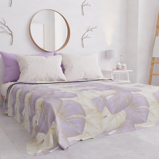 Copriletto Estivo, Coperta Leggera, Lenzuola Copriletto, Tropical Lilla e Oro