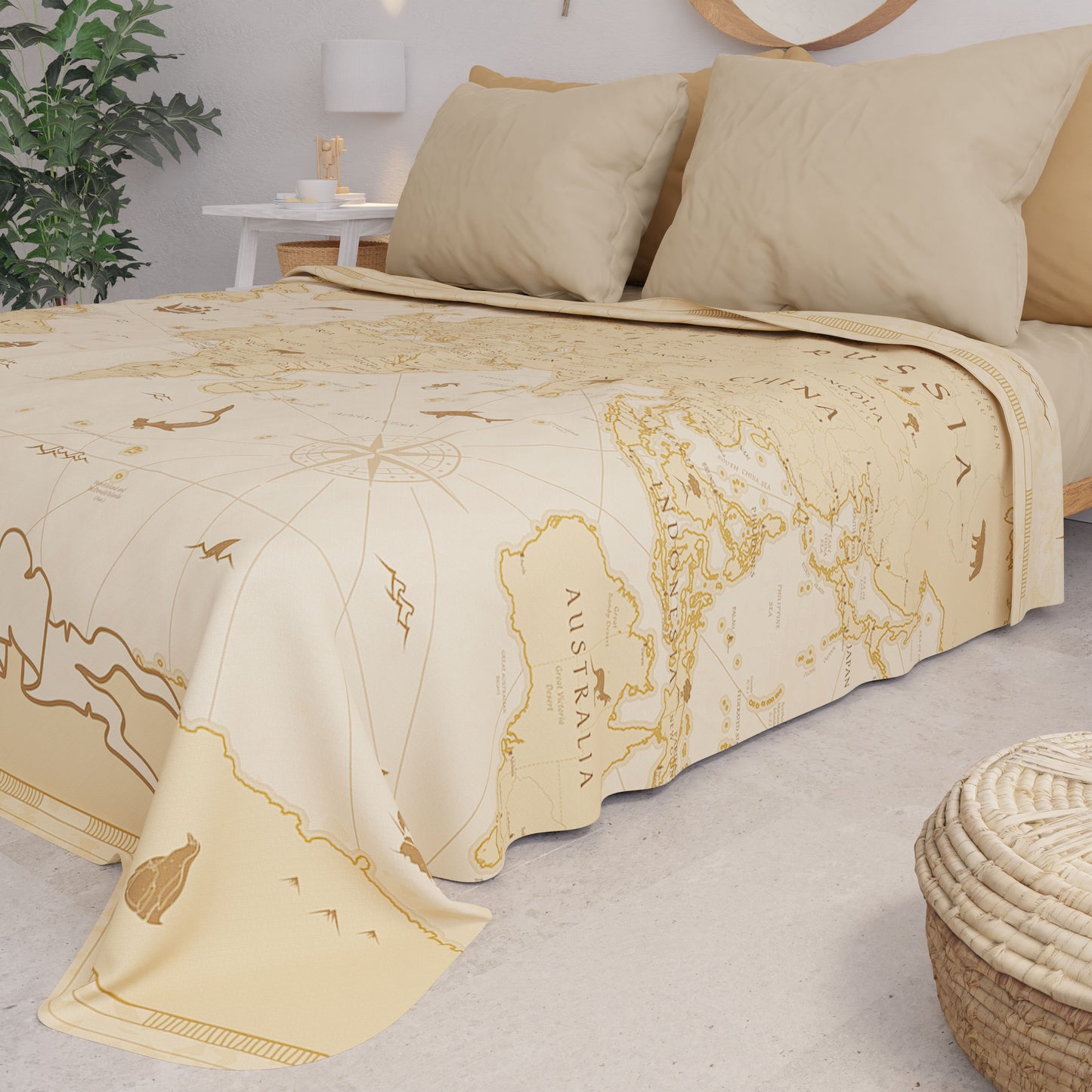 Copriletto Estivo, Coperta Leggera, Lenzuola Copriletto, World Beige