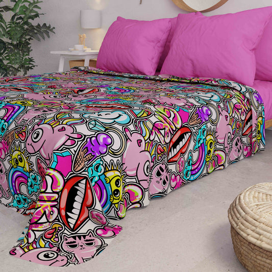 Copriletto Estivo, Coperta Leggera, Lenzuola Copriletto Murales Girl