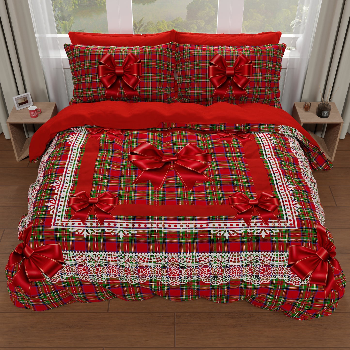 Copripiumino Matrimoniale, Singolo, Una Piazza e Mezza, Fiocco Tartan, Fantasia Scozzese