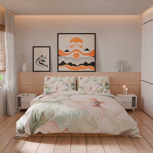 Housse de couette double, simple, une place et demie, florale 04-143