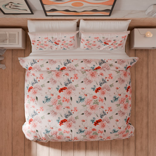 Housse de Couette Double, Simple, 1 Place et Demi, Florale 19-03