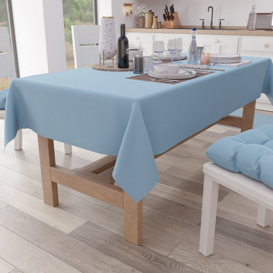 Tovaglia da Tavola in Cotone, Tovaglia Tinta Unita Azzurro