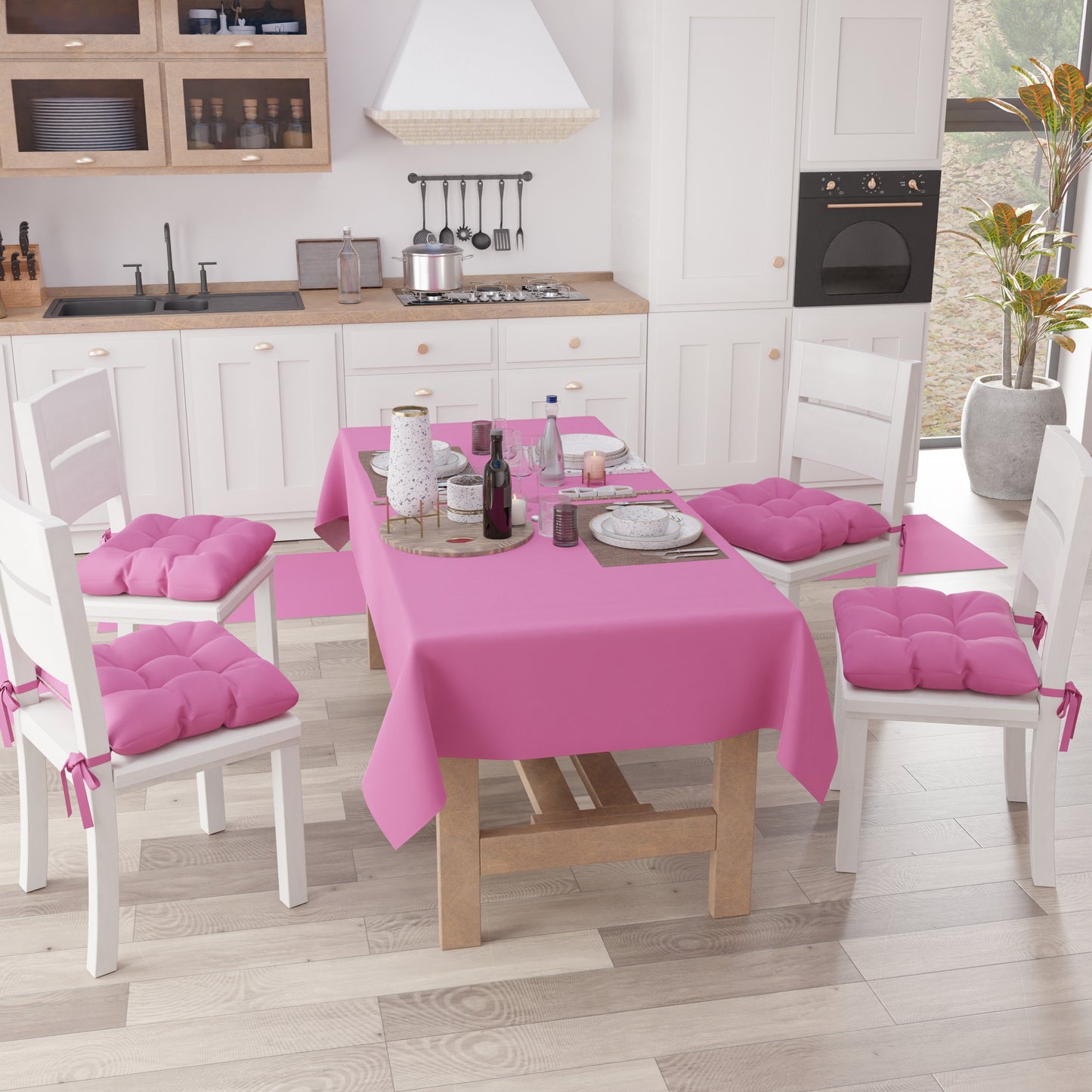 Nappe de Table en Coton, Nappe Unie Fuchsia