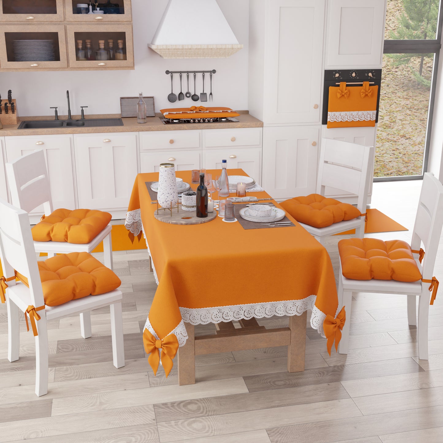 Coussins pour chaises housses de chaise Shabby Chic uni orange