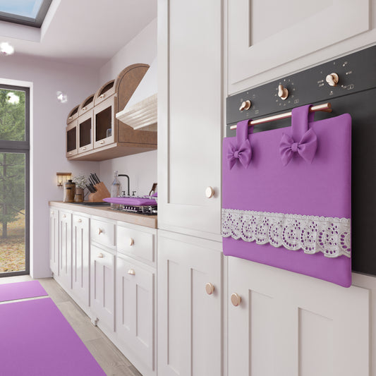Copriforno Elegante Shabby Chic con Pizzo e Fiocchi Malva Intenso