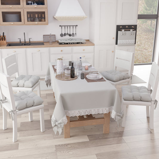 Coprifornello Coprifuochi Shabby Chic con Pizzo e Fiocco Grigio Chiaro