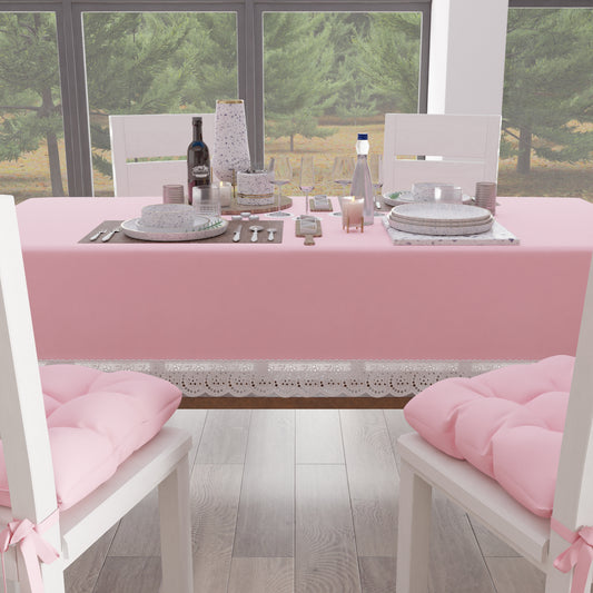 Tovaglia da Tavola Shabby Chic Copritavolo con Pizzo e Fiocchi Rosa