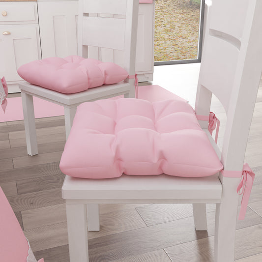 Cuscini per Sedie Coprisedia Shabby Chic Tinta Unita Rosa