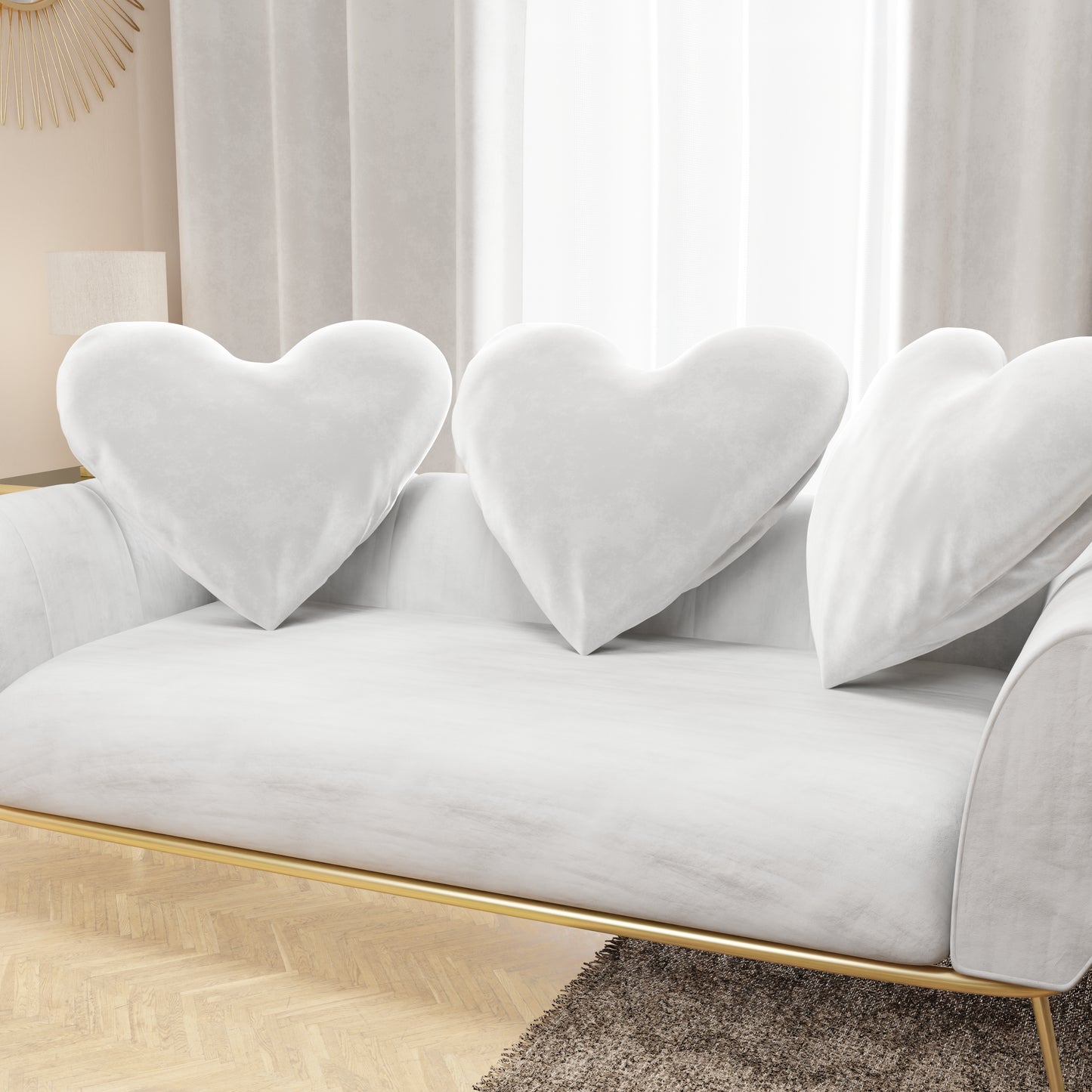Cuscino Arredo Cuore Bianco in Velluto