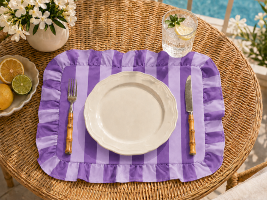 Tovagliette Americane con Rouches Righe Viola/Lilla