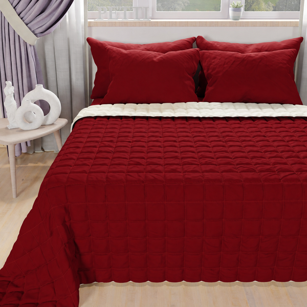 Trapuntino Copriletto Primaverile Autunnale Double Face Tortora Bordeaux