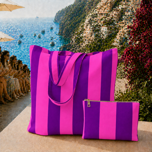 Collezione Mare in Stampa Digitale Righe Viola_Fucsia