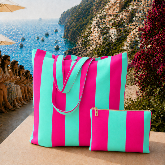 Collezione Mare in Stampa Digitale Righe Tiffany_Fucsia