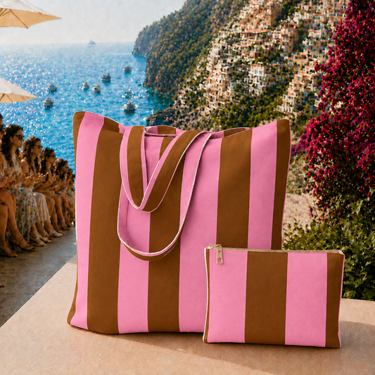 Collezione Mare in Stampa Digitale Righe Marrone_Rosa