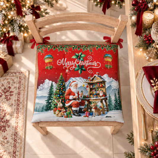 Cuscini per Sedie Natalizi Coprisedia Natalizi 6 Pezzi Santa Village