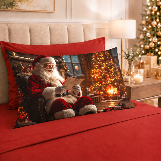 Lenzuola Natalizie in Cotone, Completo Letto con Federe in Stampa Digitale Santa Claus 02 Rosso