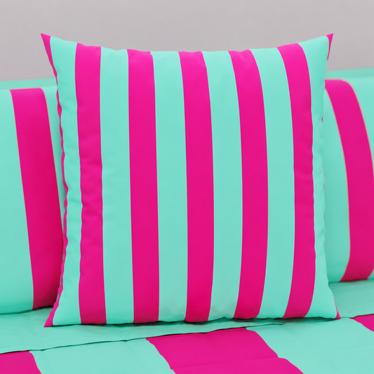 Cuscini, Copricuscini Divano, Cuscini Arredo in Stampa Digitale Le Righe Tiffany/Fucsia