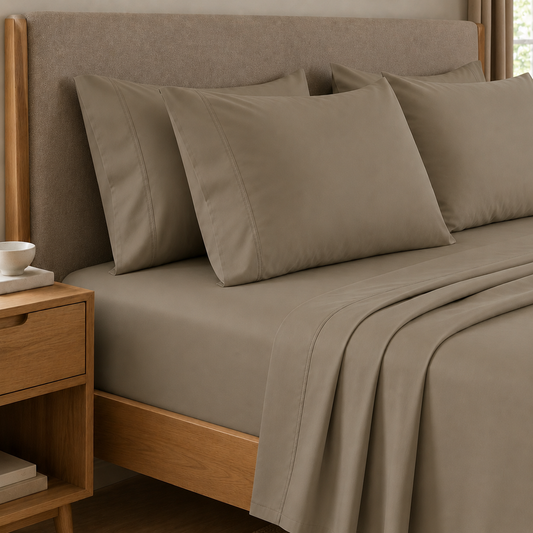 Lenzuola Percalle, Lenzuola Matrimoniali Cotone Tortora