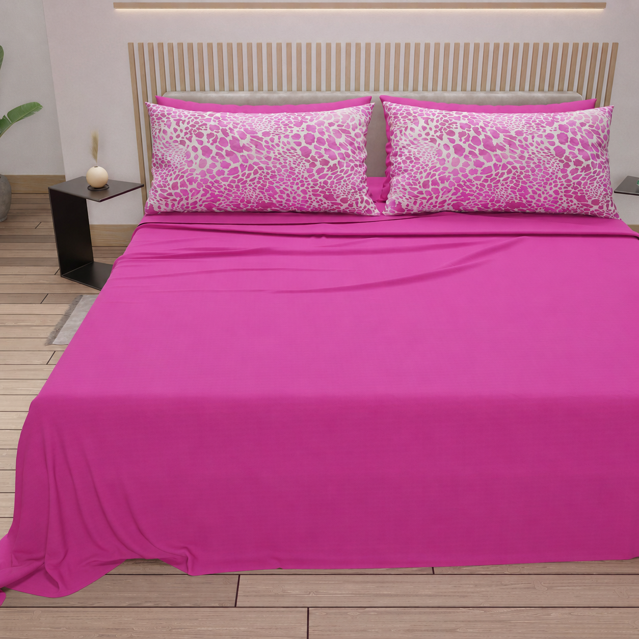 Lenzuola in Cotone, Completo Letto con Federe in Stampa Digitale Cobra Rosa