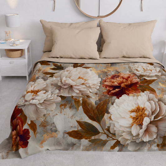 Copriletto Estivo, Coperta Leggera, Lenzuola Copriletto Vintage Peony