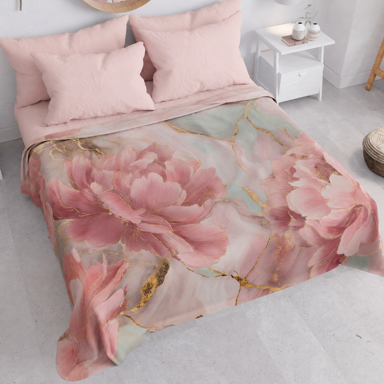 Copriletto Estivo, Coperta Leggera, Lenzuola Copriletto Petal Stone.