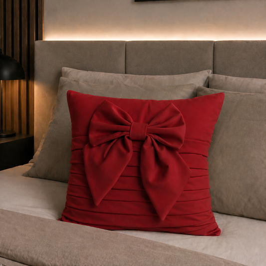 Cuscini Arredo in Velluto 1pz, Cuscini divano Pompon Bordeaux