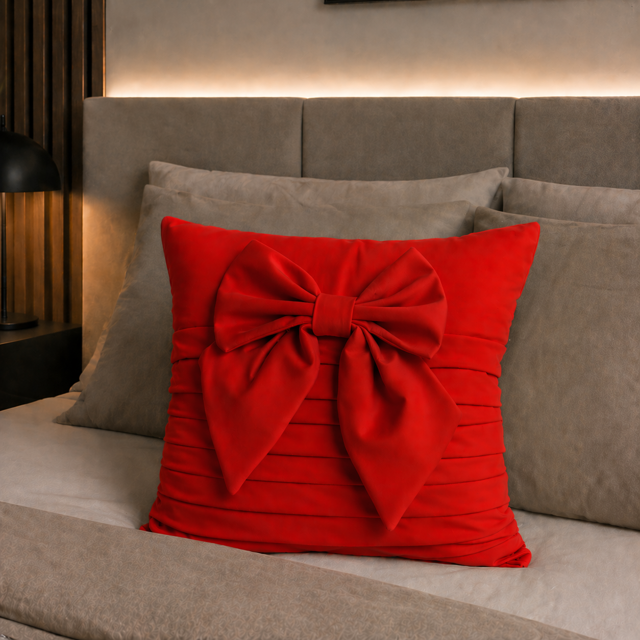 Cuscini Arredo in Velluto 1pz, Cuscini divano PomPon Rosso