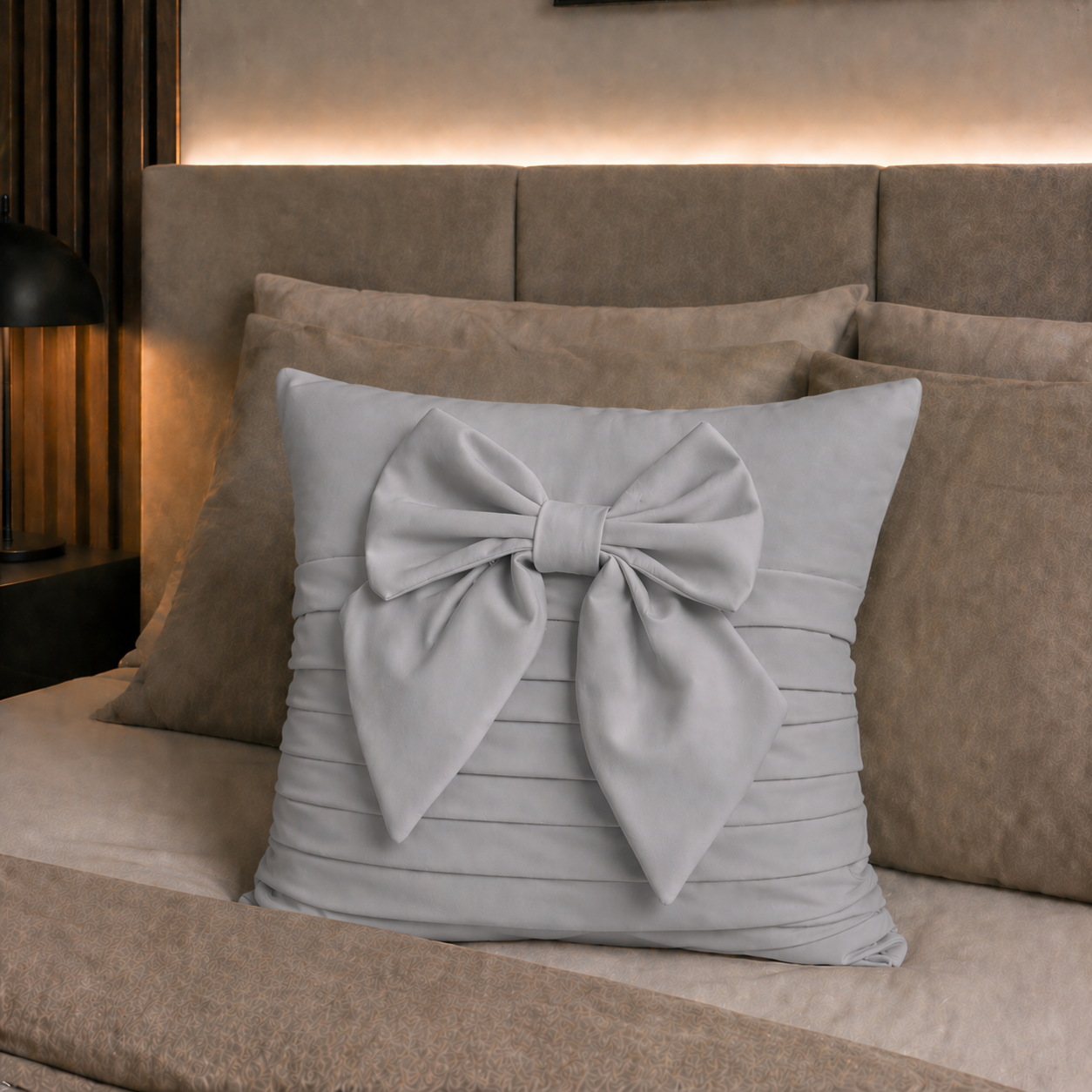 Cuscini Arredo in Velluto 1pz, Cuscini divano Pompon Grigio Chiaro