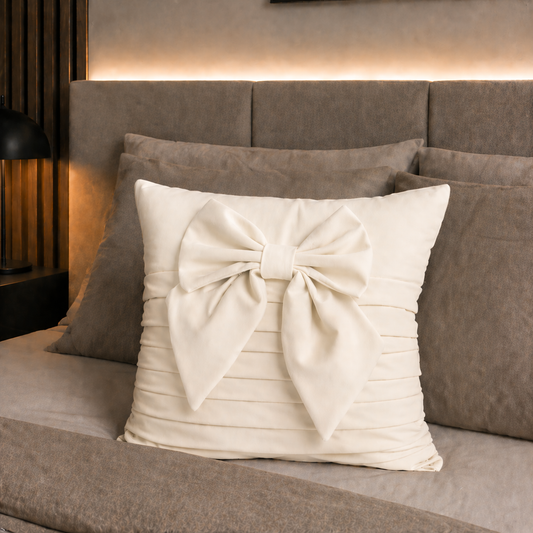 Cuscini Arredo in Velluto 1pz, Cuscini divano Pompon Bianco Latte