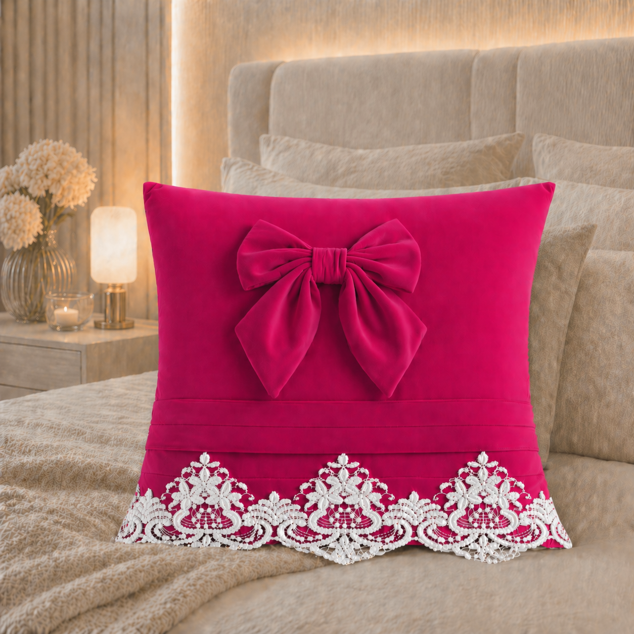 Cuscini Arredo in Velluto 1pz, Cuscini divano Bijou Fucsia
