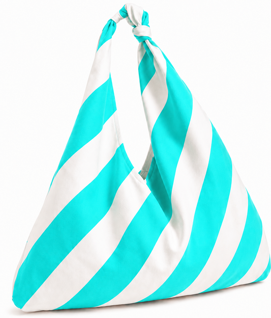 Borsa Modello Jacqueline Righe Bianco/Tiffany